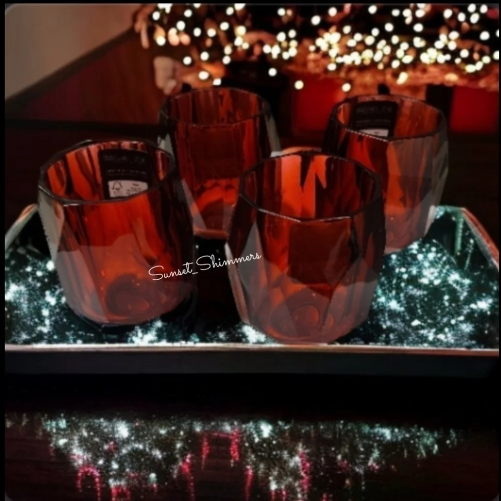 4pc RACHEL ZOE Red Valentines Day ACRYLIC CRYSTAL TUMBLER Drink GLASS SET NEW